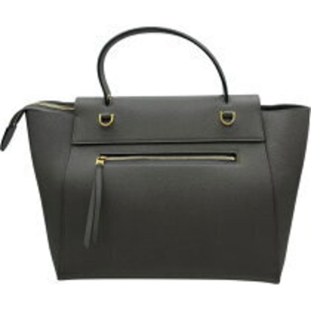 Celine Shoulder Grained Bag Belt Gray Calfskin